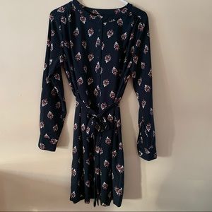 New LOFT Belted Blue Floral Midi Shirt Dress